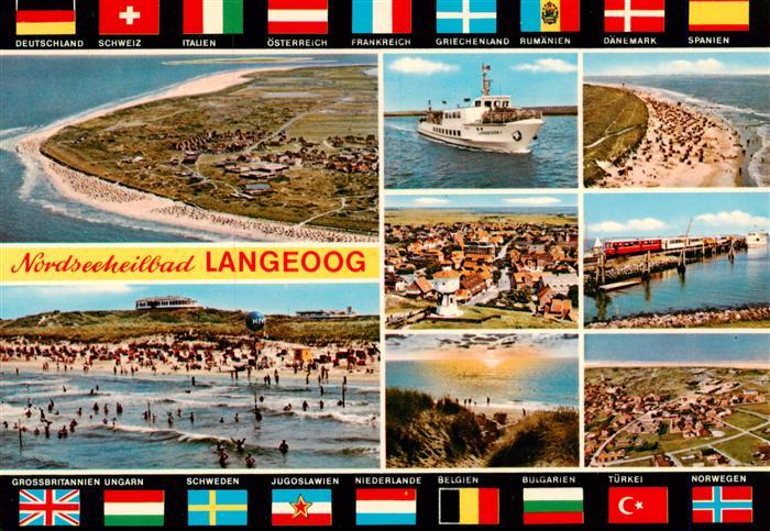 Langeoog Nordseebad Fliegeraufnahmen MS Langeoog Inselbahn Duenen Badestrand