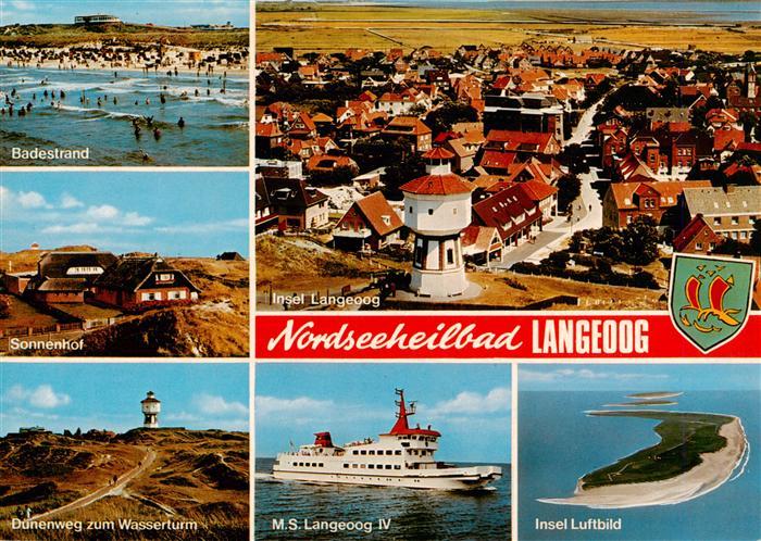 Langeoog Nordseebad Badestrand MS Langeoog Fliegeraufnahmen Wasserturm Sonnenhof
