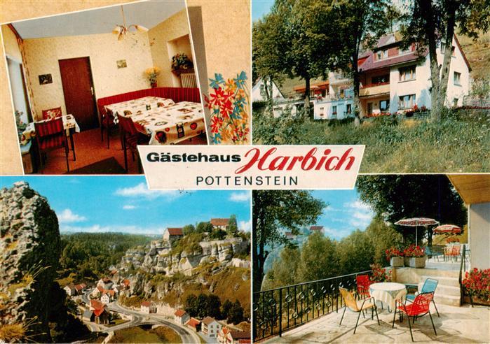 Pottenstein Oberfranken Gaestehaus Harbich Gaststube Terrasse Panorama