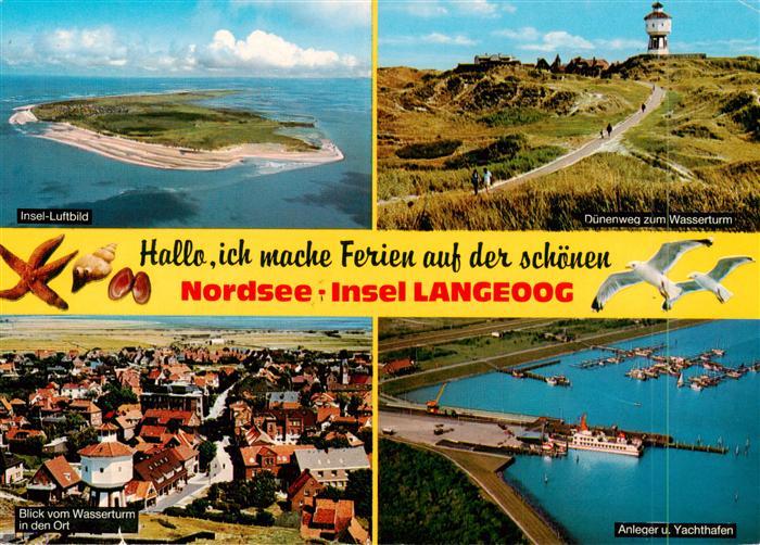 Langeoog Nordseebad Fliegeraufnahme Wasserturm Ortsansicht Anleger und Yachthafe