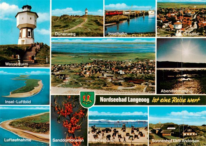 Langeoog Nordseebad Wasserturm Duenenweg Inselbild Fliegeraufnahme Panorama Sand