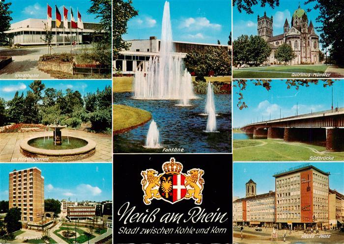 Neuss Stadthalle Rosengarten Brunnen Hochhaus Fontaene Muenster Bruecke Heuss-Pl