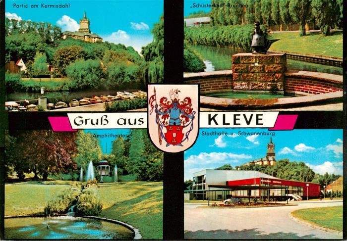 Kleve Bad Cleve Partie am Kermisdahl Schuesterken-Brunnen Amphitheater Stadthall