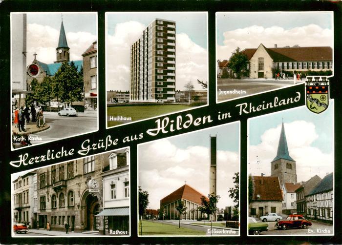Hilden  Mettmann Kirche Hochhaus Jugendheim Rathaus