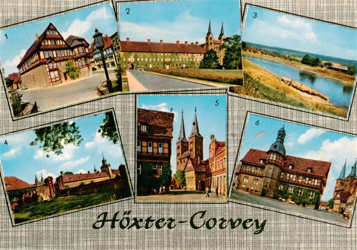 Corvey Hoexter Weser Dechanei Kloster Corvey Partie an der Weser St. Kiliankirch