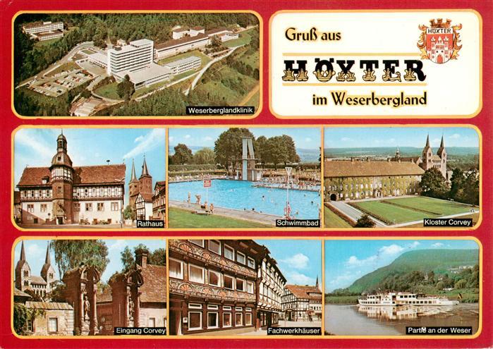 Hoexter Weser Weserbergland-Klinik Luftaufnahme Rathaus Freibad Kloster Corvey F