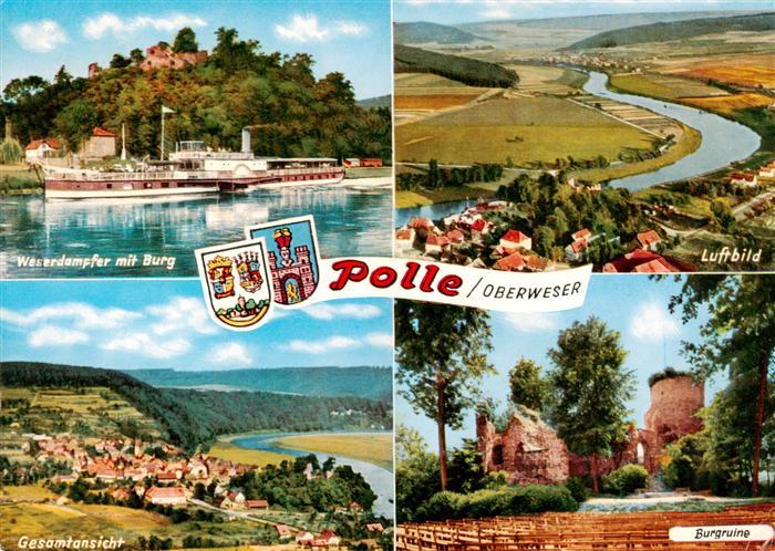 Polle Oberweser Weserdampfer Burg Luftbild Burgruine Panorama