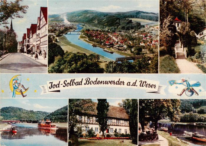 Bodenwerder Panorama Stadtmotive Park Partie an der Weser Dampfer Bootsanleger