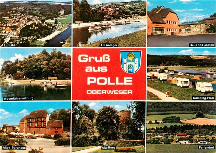 Polle Oberweser Luftaufnahme Anleger Dampfer Haus des Gastes Faehre Burg Camping