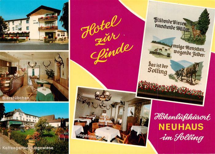 Neuhaus Solling Hotel zur Linde Jagdzimmer Bierstuebchen Kaffeegarten Liegewiese