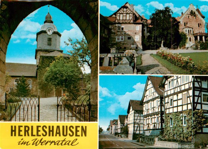 Herleshausen Kirche Fachwerkhaeuser Ortsmotiv