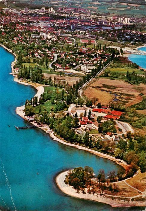 Radolfzell Bodensee Fliegeraufnahme mit Halbinsel Mettnau und Kursanatorium