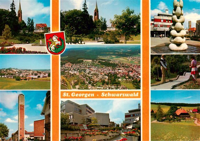 St Georgen  Schwarzwald Park Kirche Brunnen Panorama Fliegeraufnahme Minigolf Ki