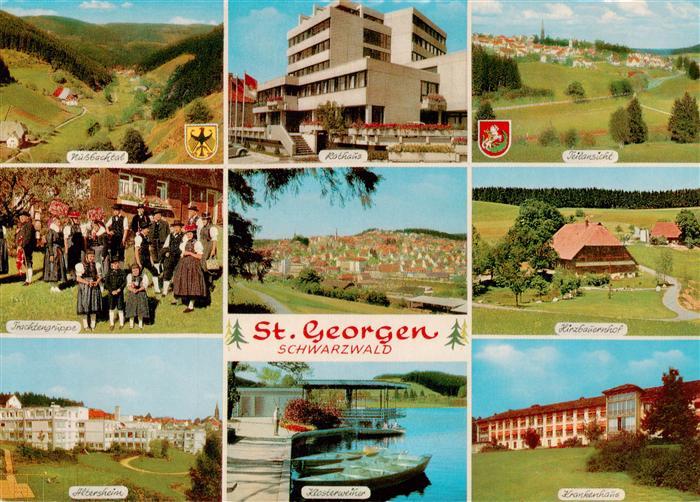 St Georgen  Schwarzwald Nussbachtal Rathaus Teilansicht Trachtengruppe Panorama