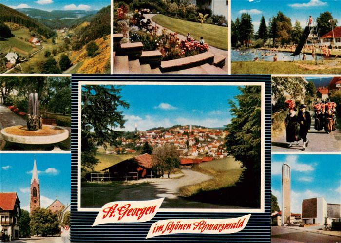 St Georgen  Schwarzwald Nussbachtal Park Schwimmbad Brunnen Panorama Trachtengru
