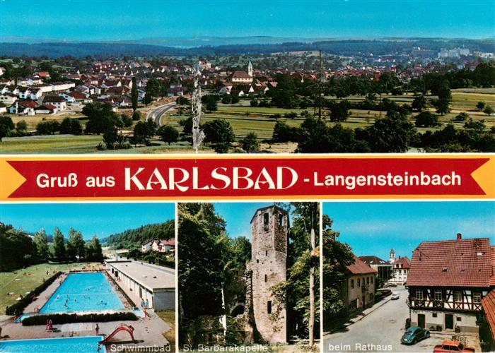 Langensteinbach Karlsbad Karlsruhe BW Panorama Schwimmbad St Barbarakapelle Beim