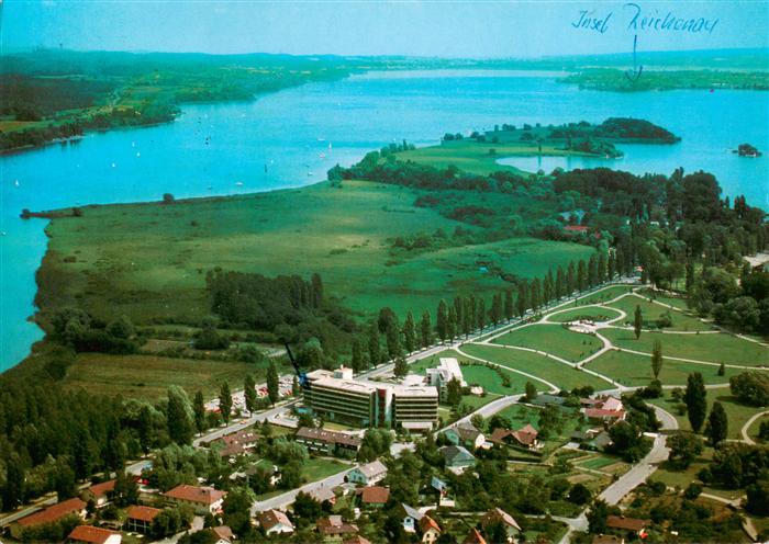 Radolfzell Bodensee Fliegeraufnahme mit Halbinsel Mettnau