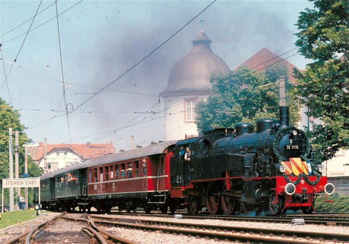 Ettlingen Personenzug Tenderlokomotive 75 118
