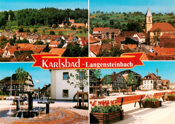 Langensteinbach Karlsbad Karlsruhe BW Ortspartien Kirche Brunnen Stadtplatz