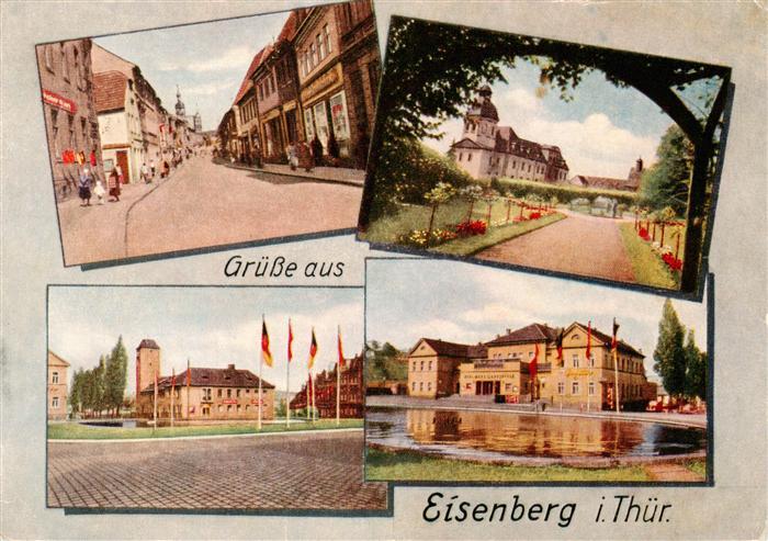 Eisenberg  Thueringen Strassenpartie Rathaus Schloss Teilansichten