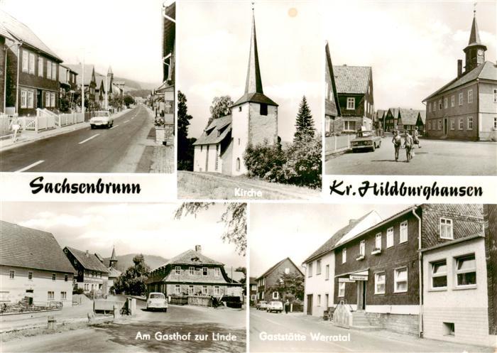 Sachsenbrunn Strasse Kirche Rathaus Gasthof zur Linde Gaststaette Werratal