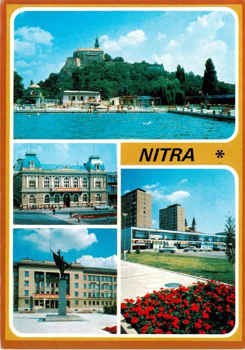 Nitra Slovakia Kupalisko v pozadi hrad Buova MNV Pomnik osleboditelov Dom sluzie