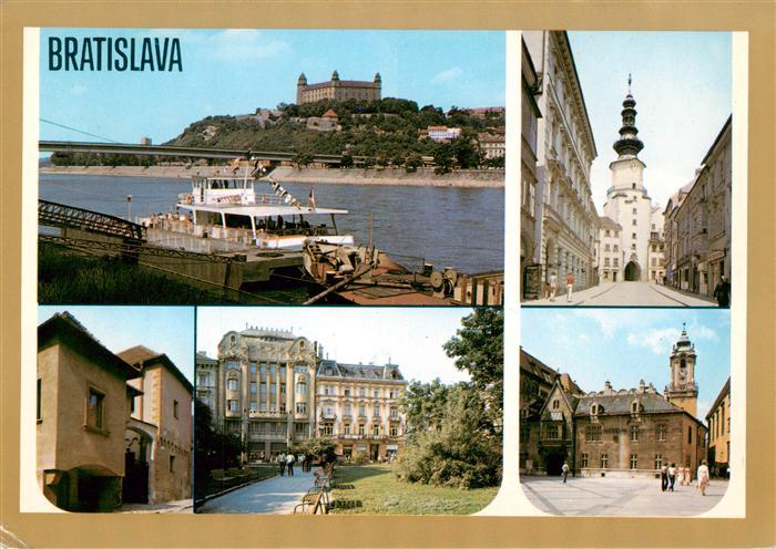 Bratislava Pressburg Pozsony SK Pohlad z Petrzalky na Duna a hrad Michalska ulic