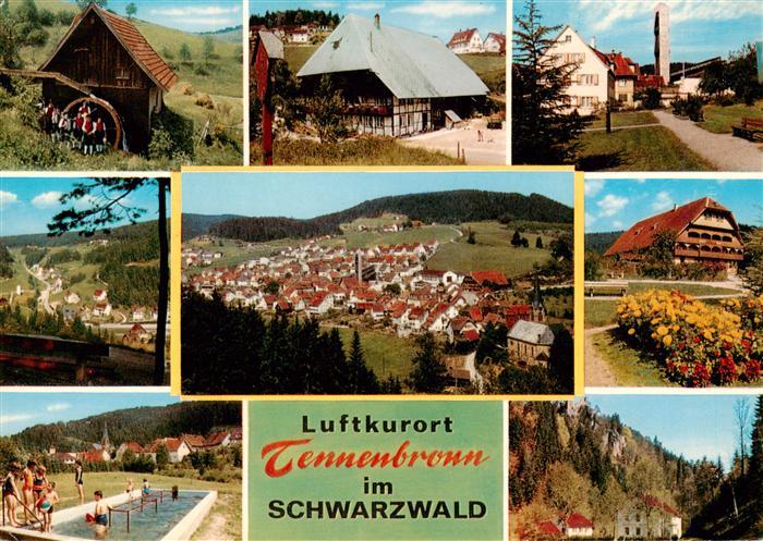 Tennenbronn Muehle Schwarzwaldhaeuser Panorama Wassertreten