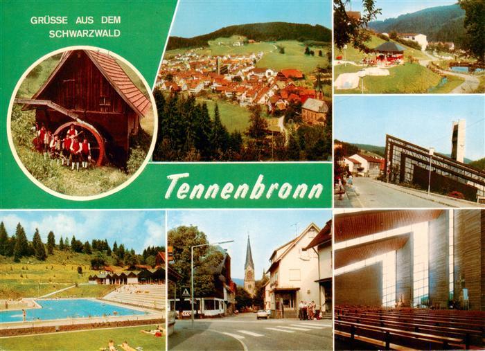 Tennenbronn Trachtengruppe Fliegeraufnahme Panorama Schwimmbad Kirche Inneres