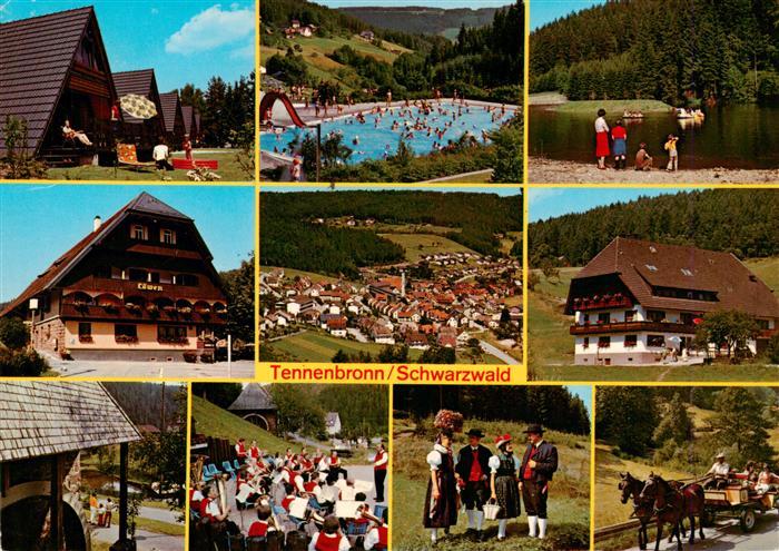 Tennenbronn Bungalows Schwimmbad Teich Hotel Loewen Panorama Kurkonzert Trachten