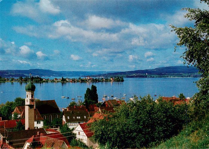 Allensbach Bodensee mit der Insel Reichenau und dem Schweizer Ufer