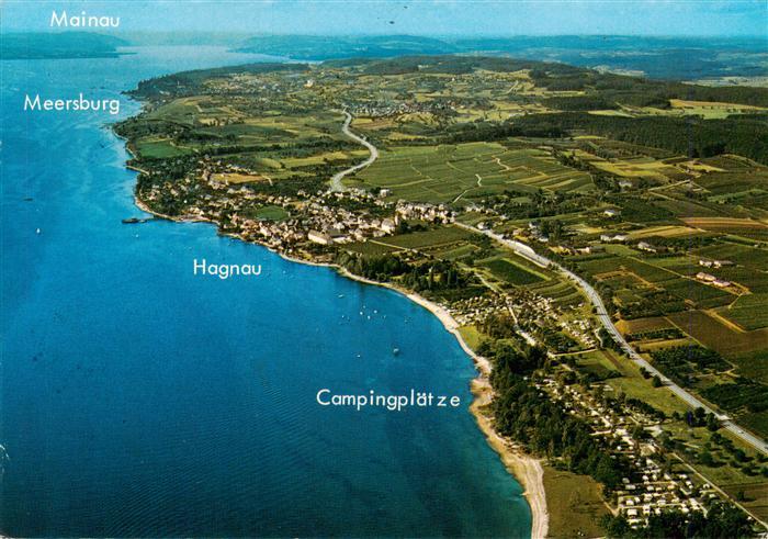 Hagnau Bodensee Fliegeraufnahme mit Meersburg und Campingplaetzen