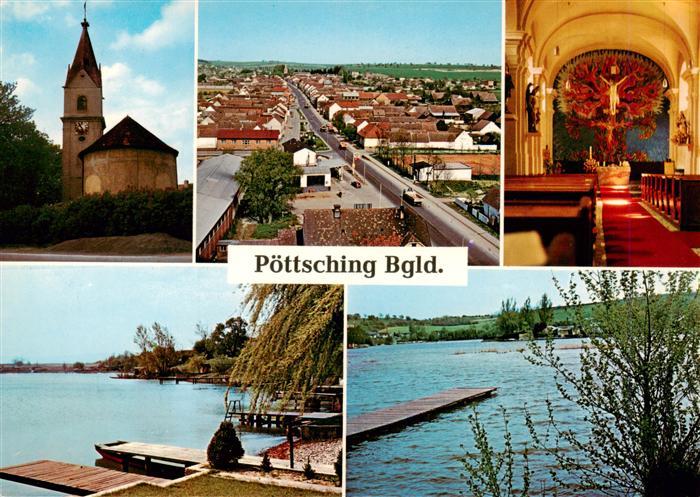 Poettsching Burgenland AT Kirche Inneres Panorama Anlegesteg Seepartien