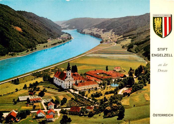 Engelhartszell Donau Oberoesterreich AT Fliegeraufnahme mit Stift Engelszell