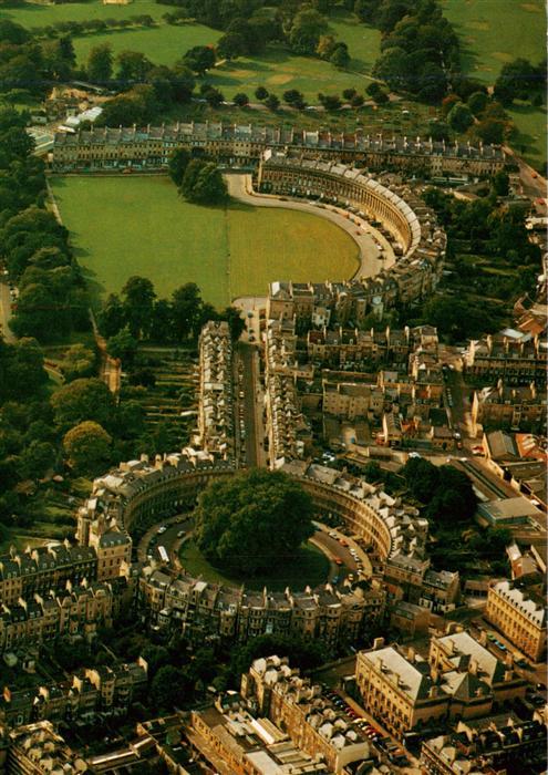 Bath  UK Royal Crescent and the Circus aerial view