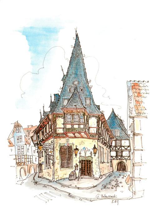GOSLAR Harz Niedersachsen Hotel Restaurant Das Brusttuch Illustration