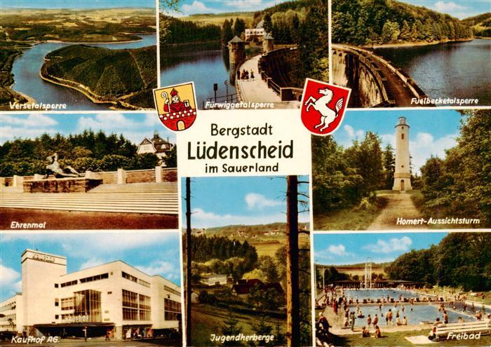 Luedenscheid NRW Talsperren Ehrenmal Homert-Aussichtsturm Kaufhof AG Jugendherbe