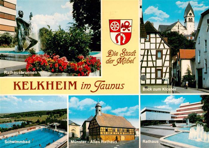 Kelkheim Rathaus Brunnen Blick zum Kloster Freibad Rathaus Muenster Altes Rathau