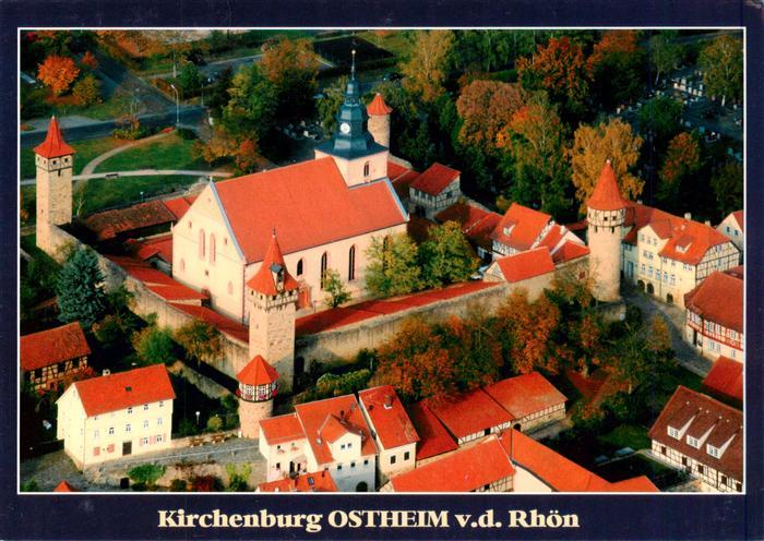 Ostheim Rhoen Bayern Kirchenburg St-Michael Stadtmauer Tuerme Luftbild Rhoen Her