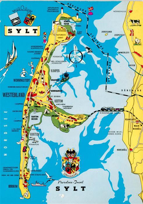 SYLT Insel Schleswig-Holstein Inselkarte