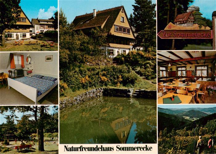Kirnbach Wolfach Naturfreundehaus Sommerecke Gastraum Zimmer Park Teich