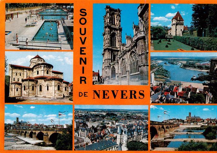 Nevers 58 Nievre Schwimmbad Schloss Kirche Panorama Bruecke Ortsansichten