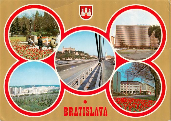 Bratislava Pressburg Pozsony SK Park Denkmal Donaubruecke Hotel Panorama