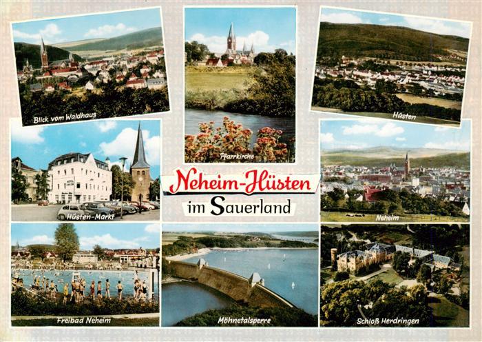 Neheim-Huesten Panorama Kirche Huesten Markt Neheim Freiba Moehnetalsperre Schlo