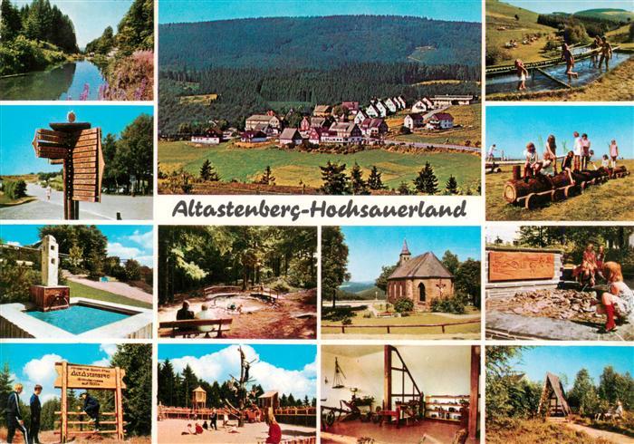 Altastenberg Kanal Panorama Wassertreten Wegweiser Brunnen Park Kirche Spielplat
