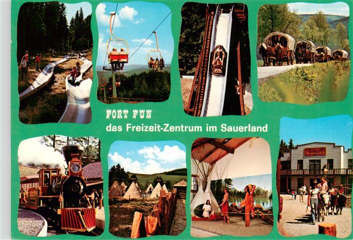 Bestwig Fort Fun Rodelbahn Sessellift Planwagen Lokomotive Zeltdorf Saloon