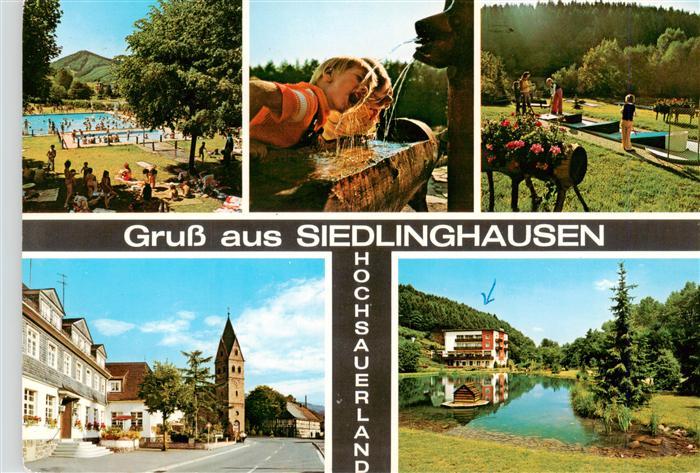 Siedlinghausen Winterberg Schwimmbad Brunnen Minigolf Rathaus Kirche Hotel