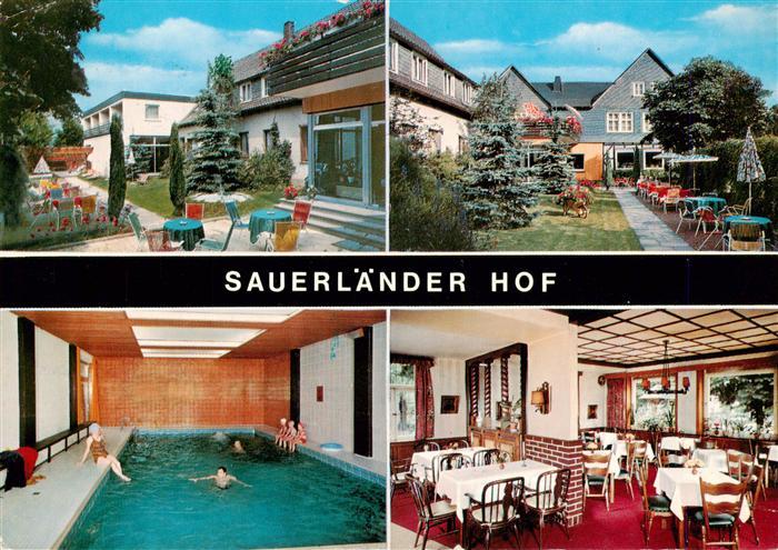 Wenholthausen Eslohe Sauerland Gasthof Sauerlaender Hof Gastraum Freiterrasse Ha