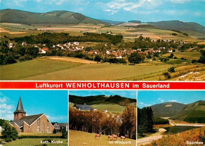 Wenholthausen Eslohe Sauerland Fliegeraufnahme Kath Kirche Im Wildpark Sportsee