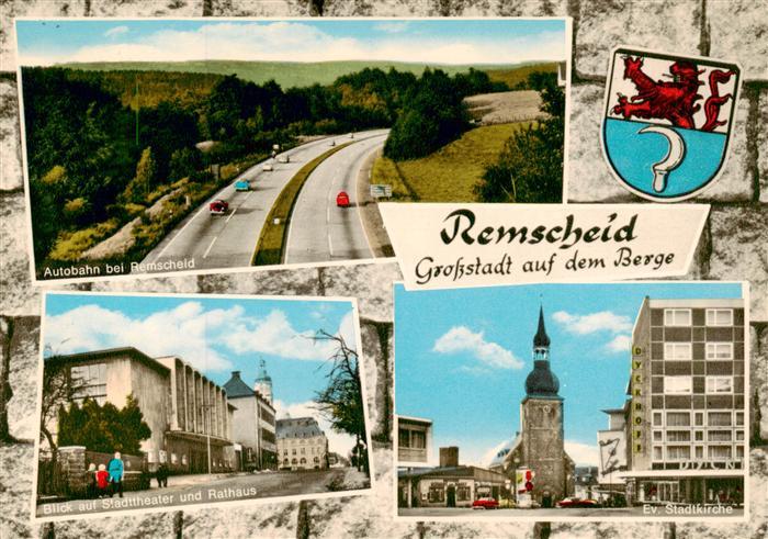 Remscheid Autobahn Stadttheater und Rathaus Ev Stadtkirche